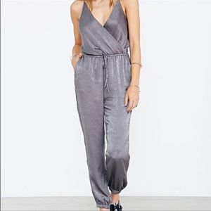 Silence + Noise Silver Metallic Jumpsuit